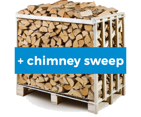 1m3 Pallet of Ash firewood with Chimney Sweep