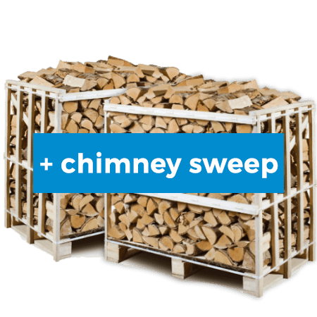 2 x 1m3 Pallet of Ash firewood with Chimney Sweep